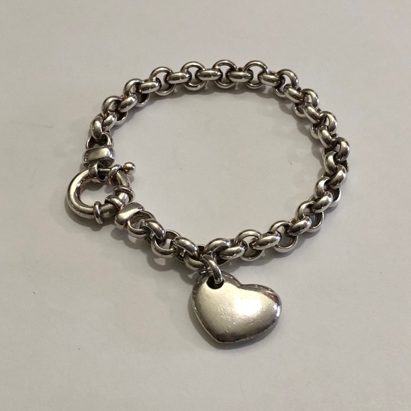 Sterling Silver Italian Milor Bracelet with Heart Charm - Picture 2 of 6